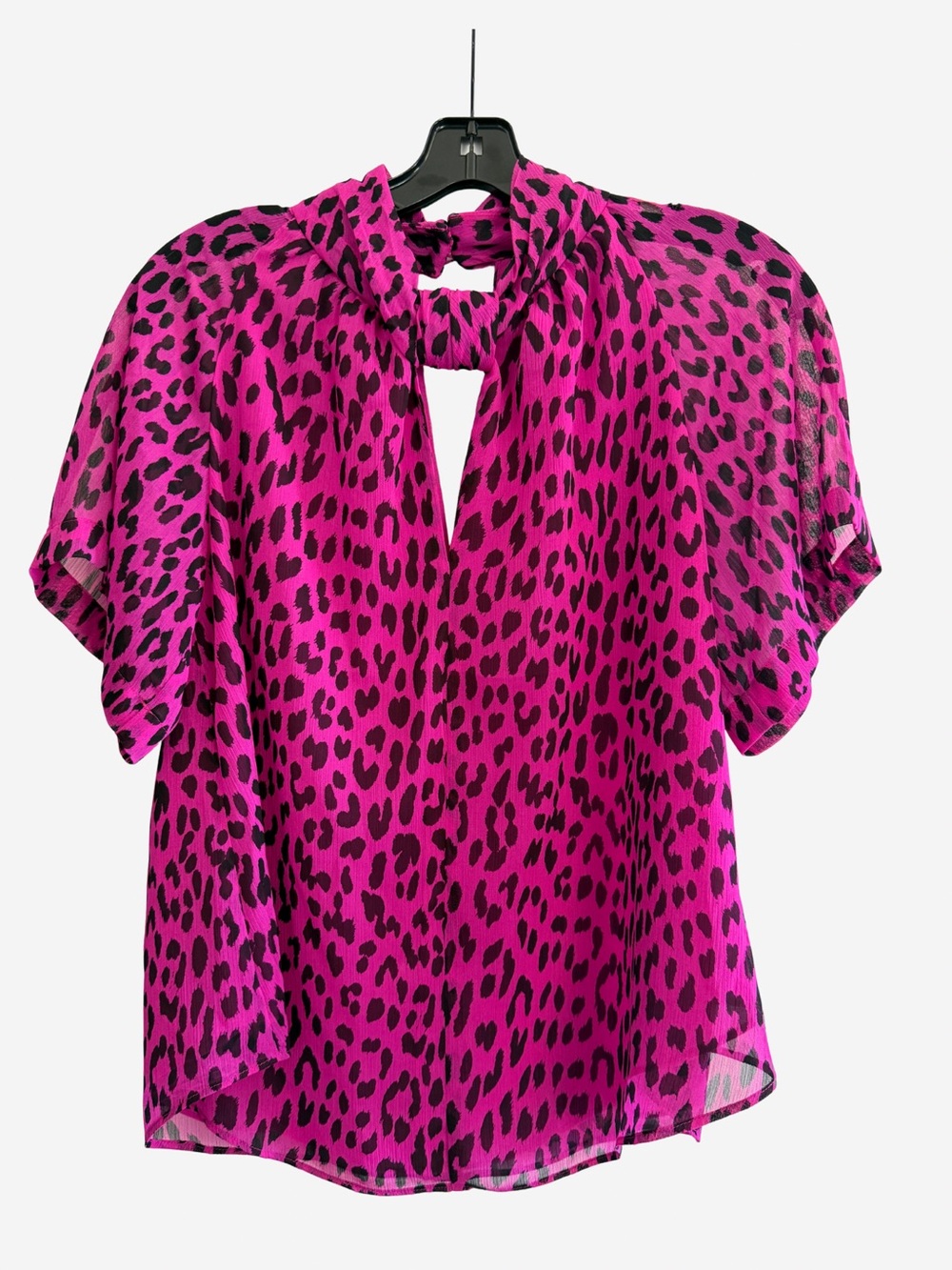 RACHEL Rachel Roy Pink Leopard Print Keyhole Blouse